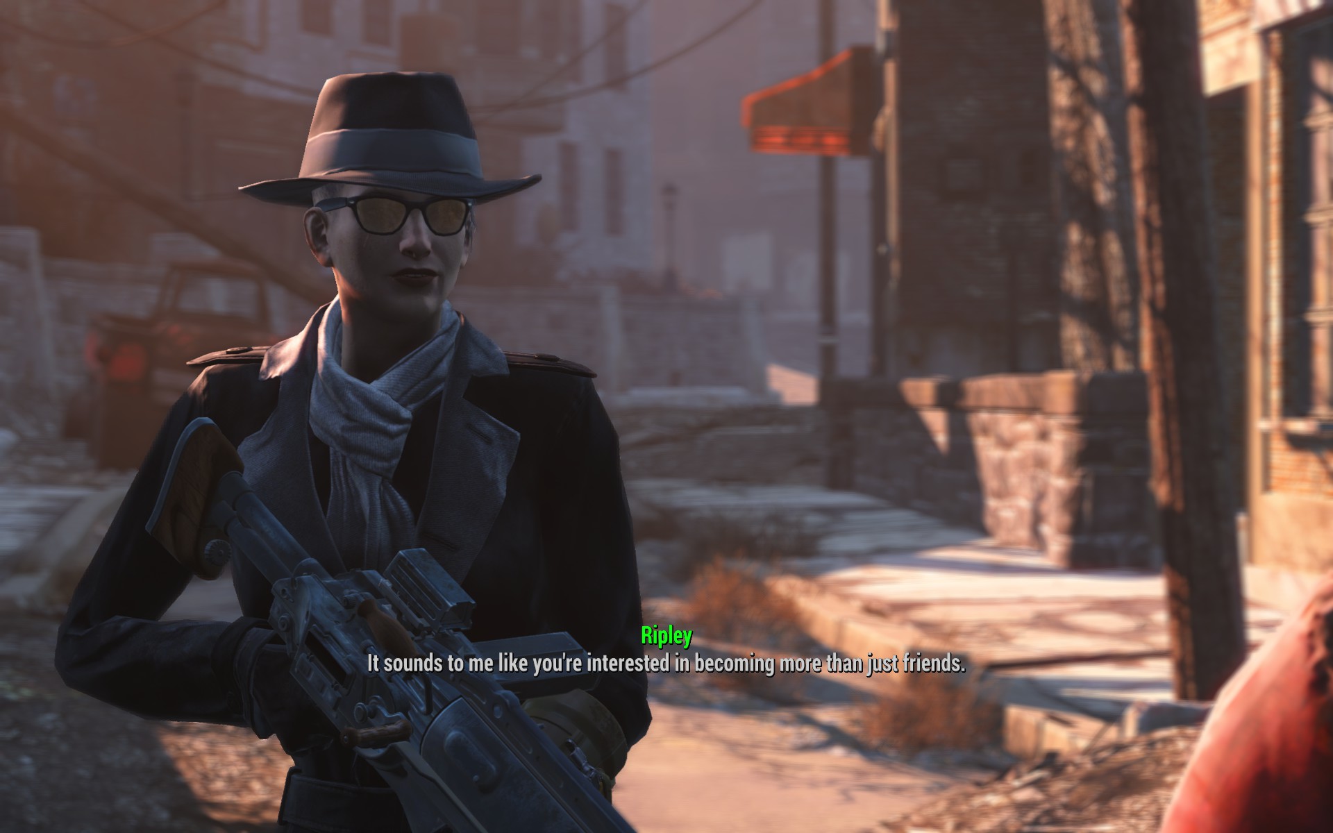 Fallout 4 Character in Silver Shroud Costume