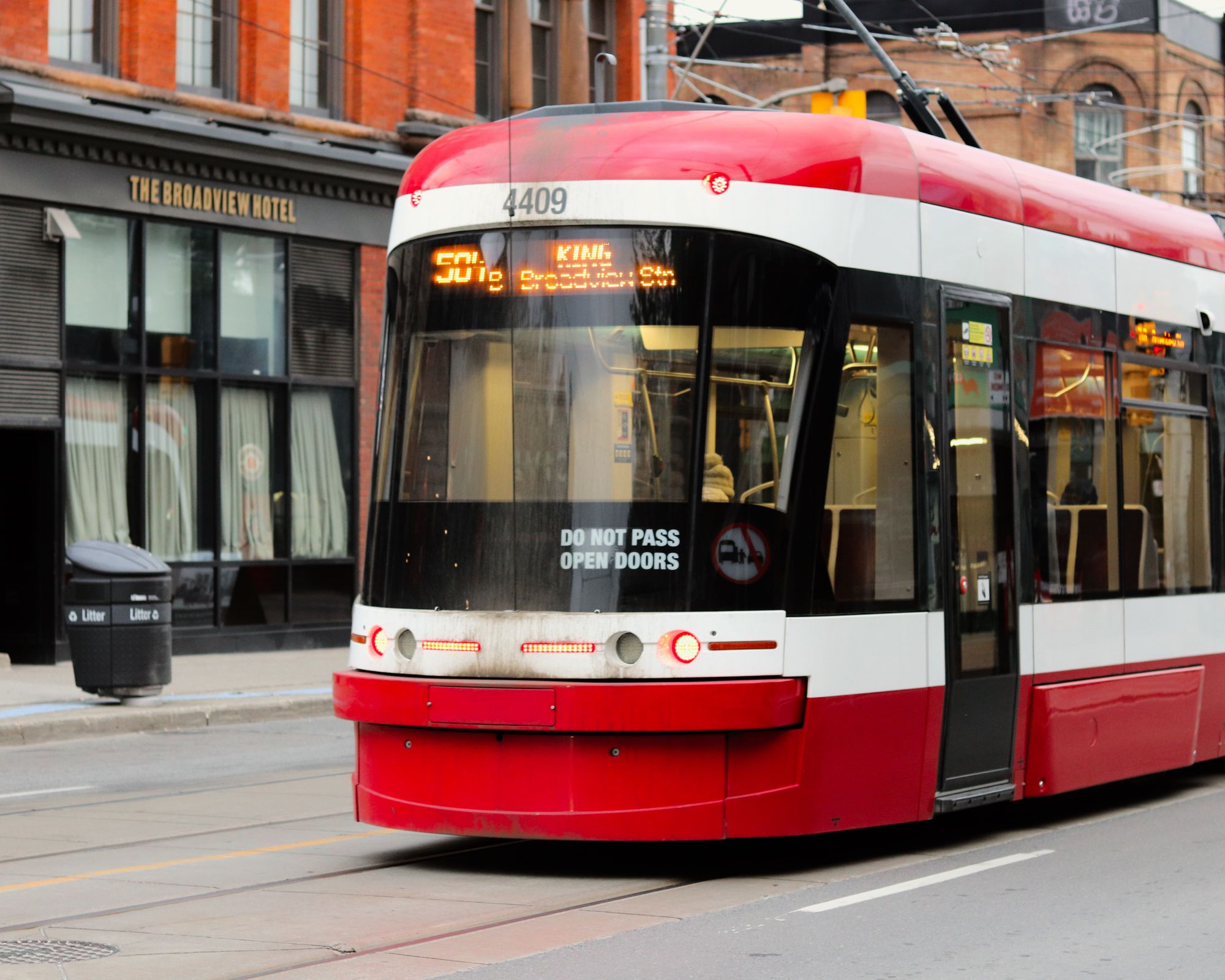 TTC street car with Broadview Hotel visible in background