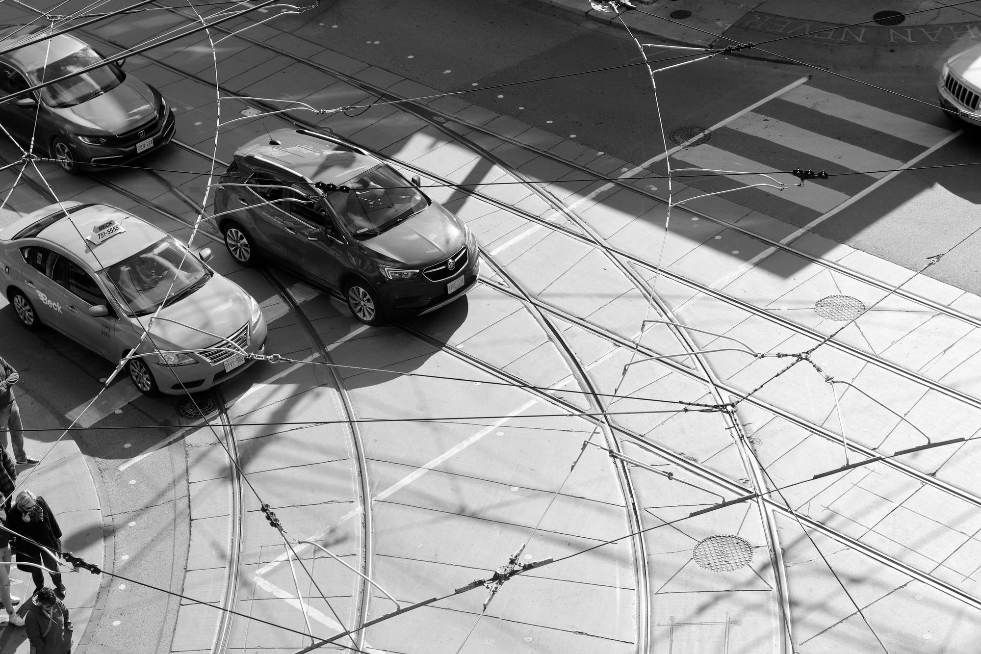 Intersection of Queen Street and Broadview from above